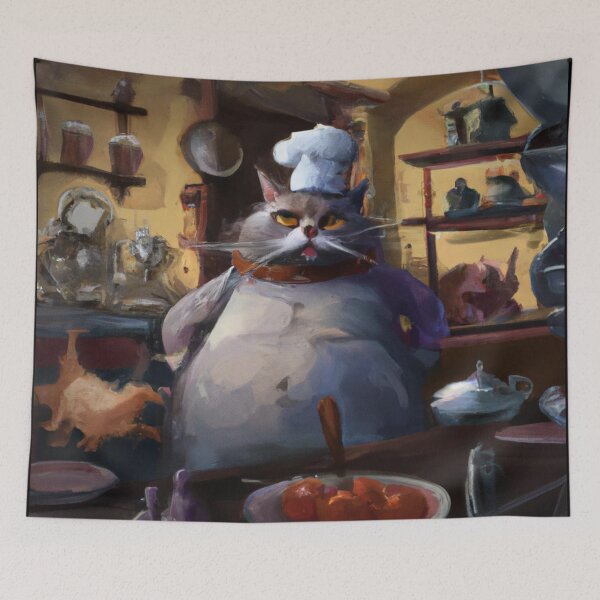 Item preview, Haricot the Cat, chef in the kitchen (Baroque) designed and sold by thecatandkettle.