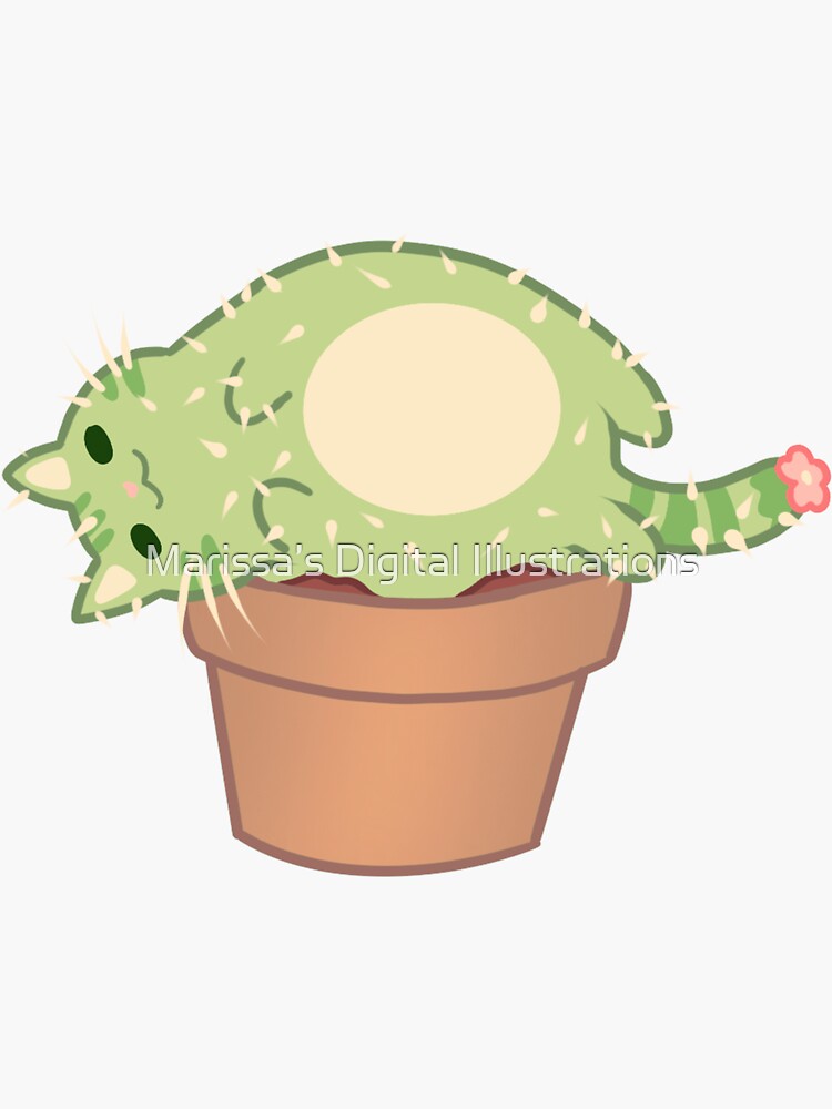 "Cat cactus 2" Sticker for Sale by shylittlekittie Redbubble