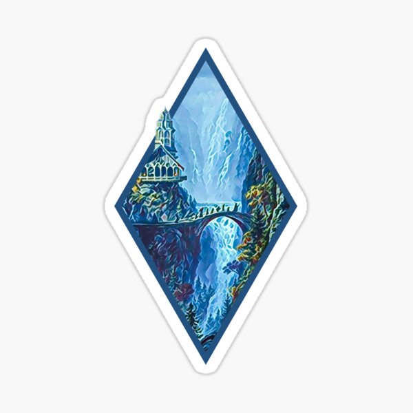 The Fellowship Departs - Digital Art - Diamond Frame - White - Fantasy Sticker