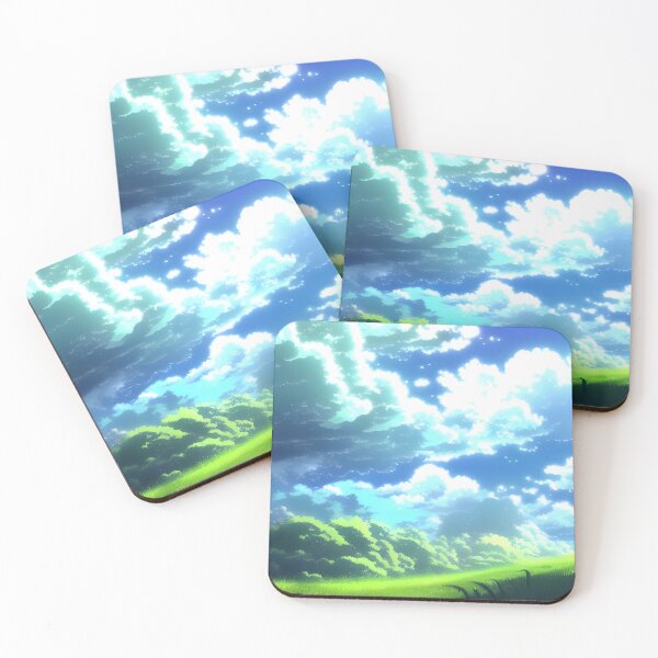 Item preview, Vibrant green anime landscape over valley  designed and sold by Devin Farinsky.