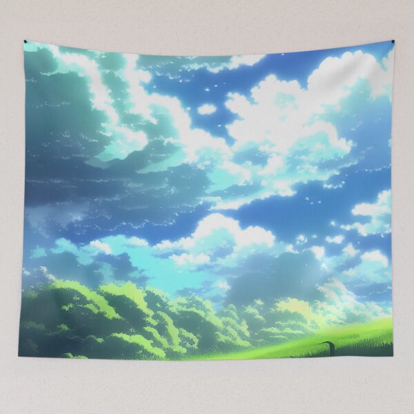 Item preview, Vibrant green anime landscape over valley  designed and sold by Devin Farinsky.