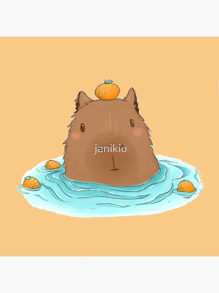 hot-spring-capybara-with-a-yuzu-orange-poster-for-sale-by-janikiu