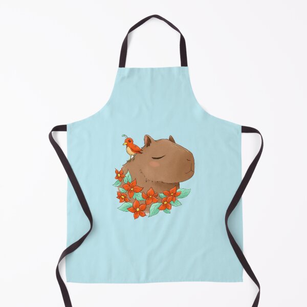 Item preview, Capybara surrounded by flowers and a cute bird designed and sold by janikiu.