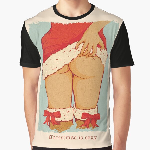 Naked Santa Claus Ice Skating Nude Ugly Christmas Sweater Gift Women's T- Shirt