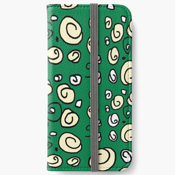 Swirl green and white pattern iPhone Wallet