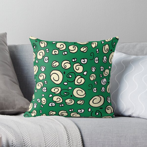 Swirl green and white pattern Throw Pillow