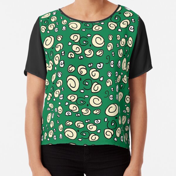 Swirl green and white pattern Chiffon Top