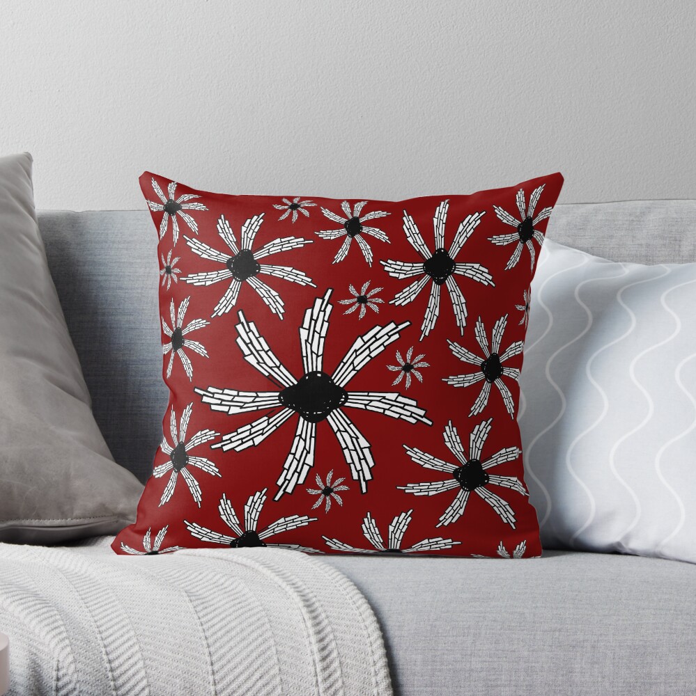Red wine spiral wind catcher pattern Throw Pillow