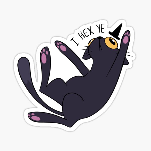 Cute Spooky Black Cat Halloween Funny Yellow Eyes 🐈‍⬛Sticker Decal