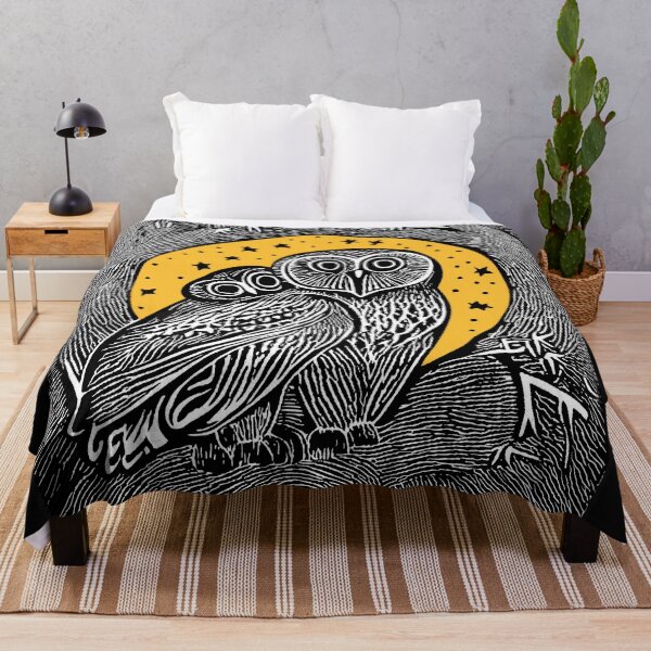 Item preview, Linocut Momma Owl in the Big Moon designed and sold by RDevane.
