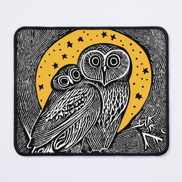 Item preview, Linocut Momma Owl in the Big Moon designed and sold by RDevane.