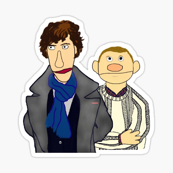 Sherlock and John Muppet Style Sticker
