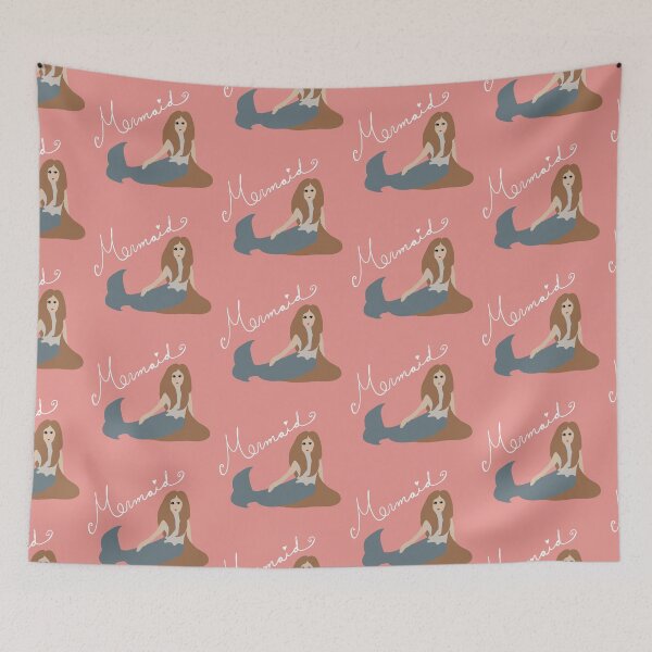 Item preview, Mermaid pink background designed and sold by Antique-Gifts.