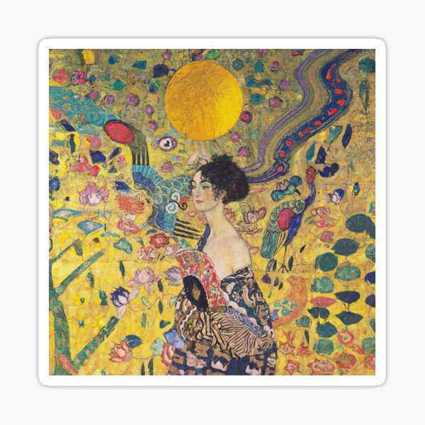 Aperçu de l'œuvre Gustav Klimt Dame à l'éventail créée et vendue par maniacfitness.