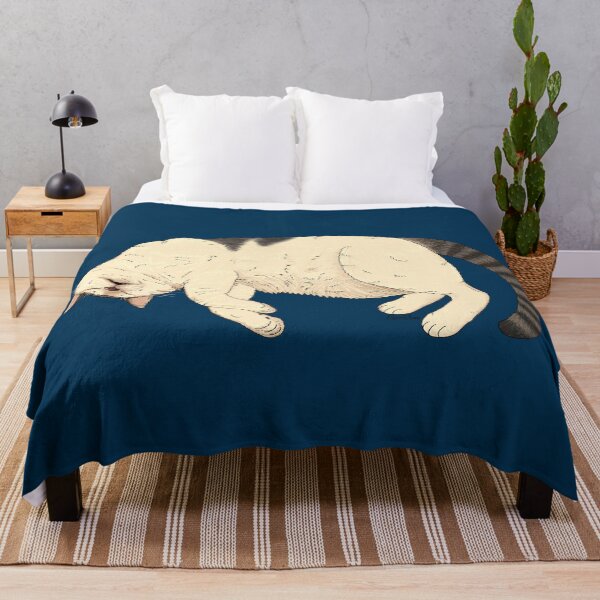 Item preview, Sleeping White Cat - Sleepy Soft White Kitty - Torbie White Cat - Prussian Blue designed and sold by EcoElsa.
