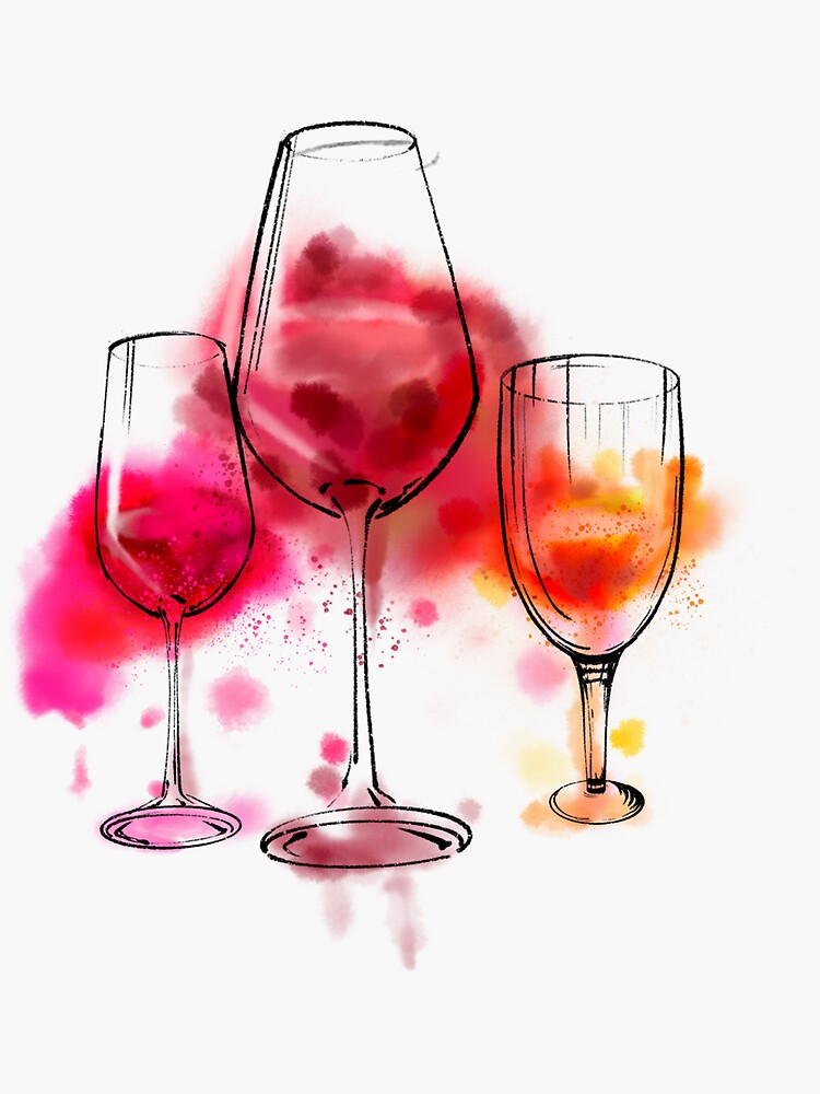 "Watercolor Rainbow Painted Wine Glasses" Sticker for Sale by redbubbleart18 Redbubble