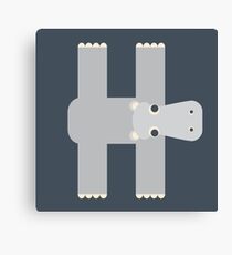Letter H // Animal Alphabet // Hippo Monogram Canvas Print