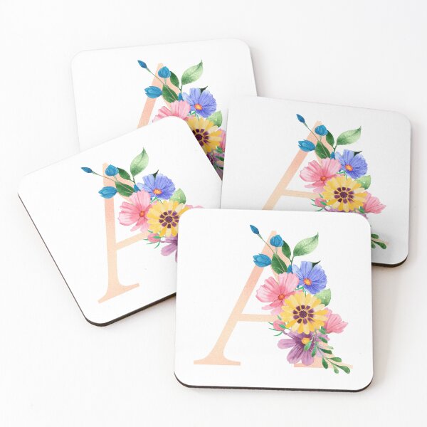 Aperçu de l'œuvre Lettre initiale florale aquarelle épanouie en or rose A créée et vendue par redbubbleart18.