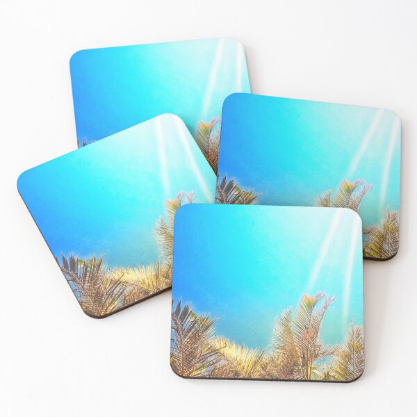 Item preview, Tropical Style Décor Palm Fronds and Turquoise Sky with Sun Streaks Tropicalcore designed and sold by Beachy.