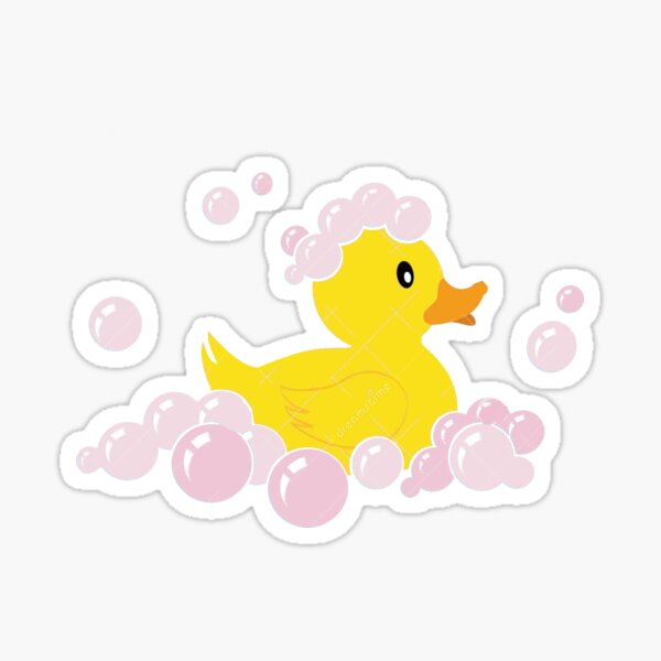 Rubber Ducky in Pink Bubbles Sticker