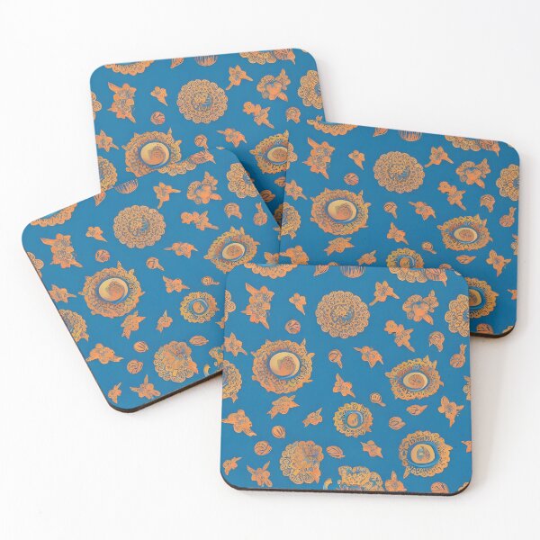 Item preview, Orange on blue pattern designed and sold by Planetape.