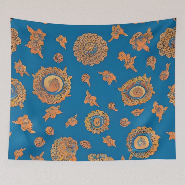Item preview, Orange on blue pattern designed and sold by Planetape.