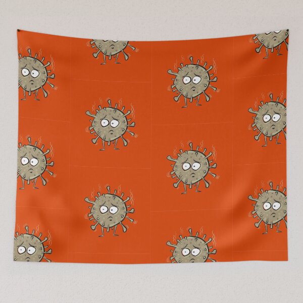 Item preview, A pathetic looking Virus! Cartoon character on a red Background designed and sold by Dani Vittz.