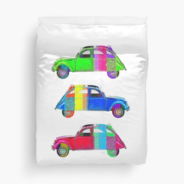 3 couleurs pop Citroën 2CV Housse de couette