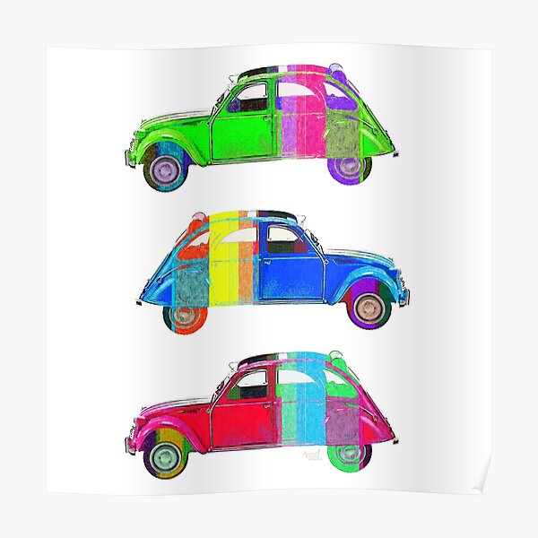 3 couleurs pop Citroën 2CV Poster