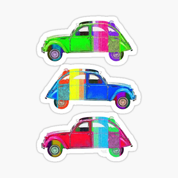 3 couleurs pop Citroën 2CV Sticker