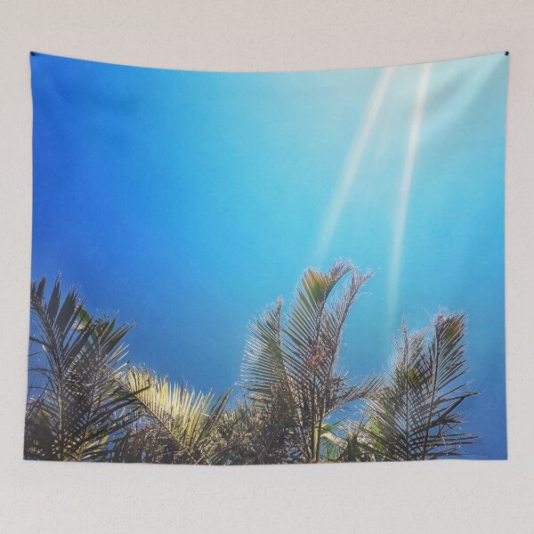 Item preview, Tropical Style Décor Palm Fronds and Blue Sky with Sun Streaks Tropicalcore designed and sold by Beachy.