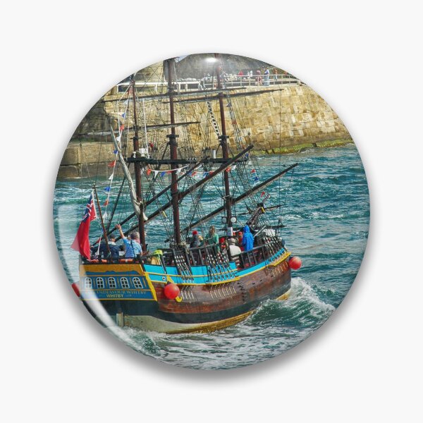 Item preview, Whitby Harbour, Yorkshire. The Bark Endeavour, Nautical British coast art designed and sold by BarbaraGlebska.