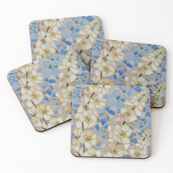 Item preview, Long cream delphiniums stained glass mosaic  designed and sold by suespaintroom.