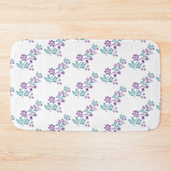 Item preview, Boho folklore flowers purple and mint sketchy ink bohemian designed and sold by marie-inks.