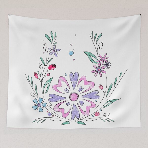 Item preview, Boho folklore flowers sketchy ink cute  designed and sold by marie-inks.