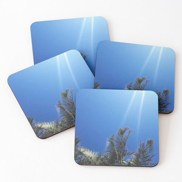 Item preview, Tropical Style Décor Palm Fronds and Blue Sky with Two Sun Streaks Tropicalcore designed and sold by Beachy.