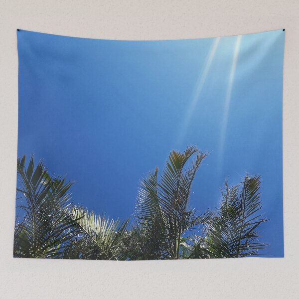 Item preview, Tropical Style Décor Palm Fronds and Blue Sky with Two Sun Streaks Tropicalcore designed and sold by Beachy.
