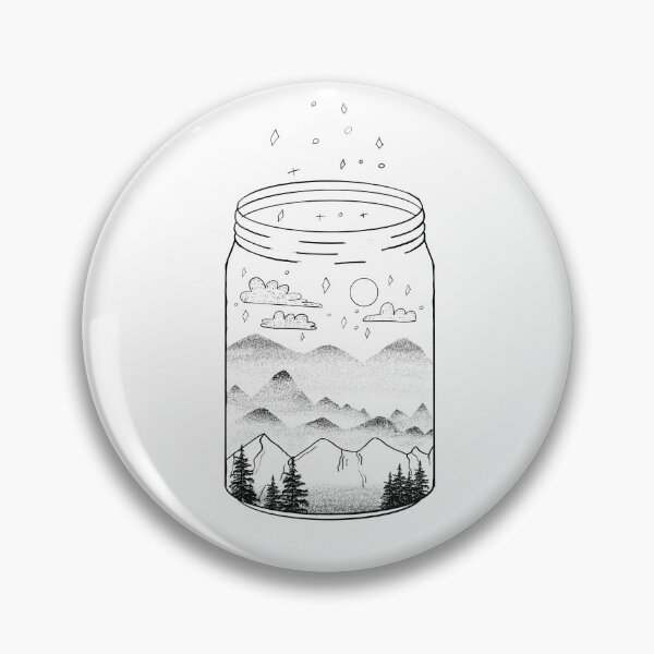 Item preview, Mountain and Sky View in a Line Art Jar Illustration designed and sold by yunuzdemirtas.