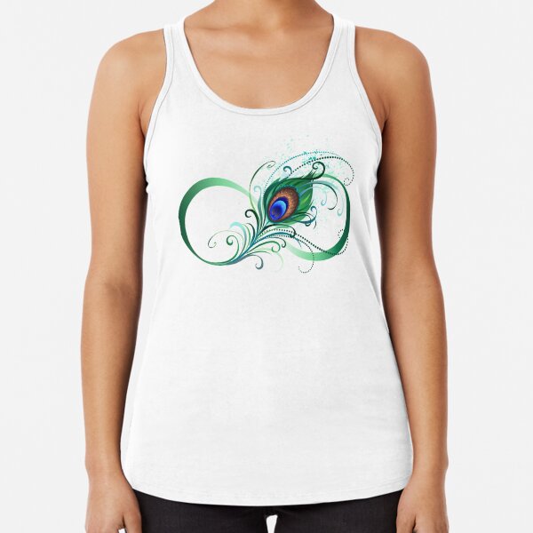 Infinity symbol with peacock feather Racerback Tank Top