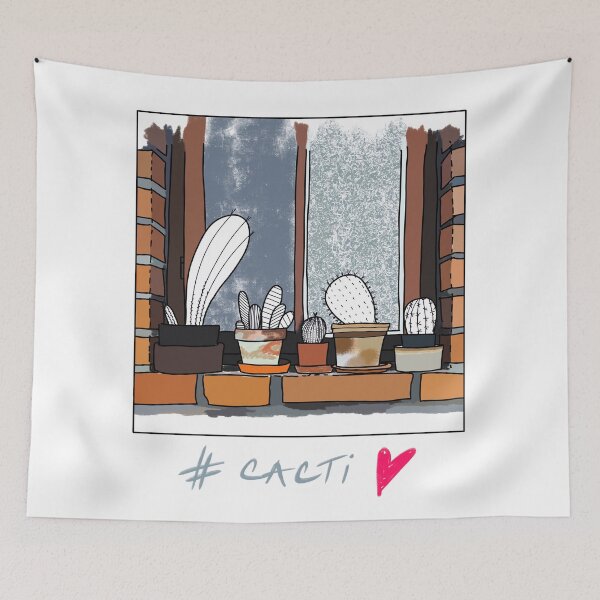 Item preview, #CactiLove Cactuses Cacti Brick Wall Shelves Window  designed and sold by marie-inks.