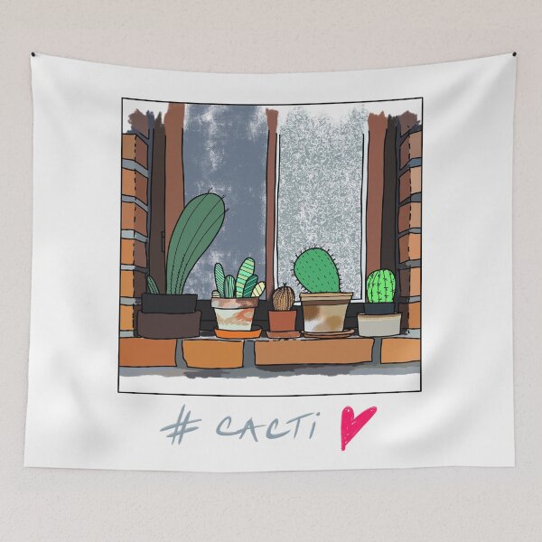 Item preview,  #CactiLove Cactuses Cacti Brick Wall Shelves Window designed and sold by marie-inks.
