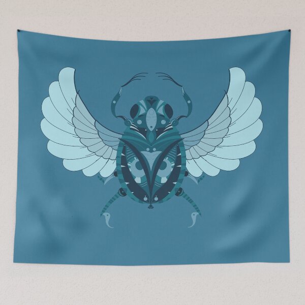 Item preview, Mystical Scarabeus blue symmetrical egyptian ornamental designed and sold by marie-inks.