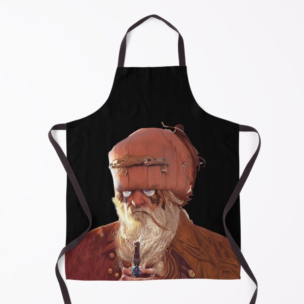Item preview, Steampunk style pirate with strange pumpkin headgear. Black background. designed and sold by janesg.