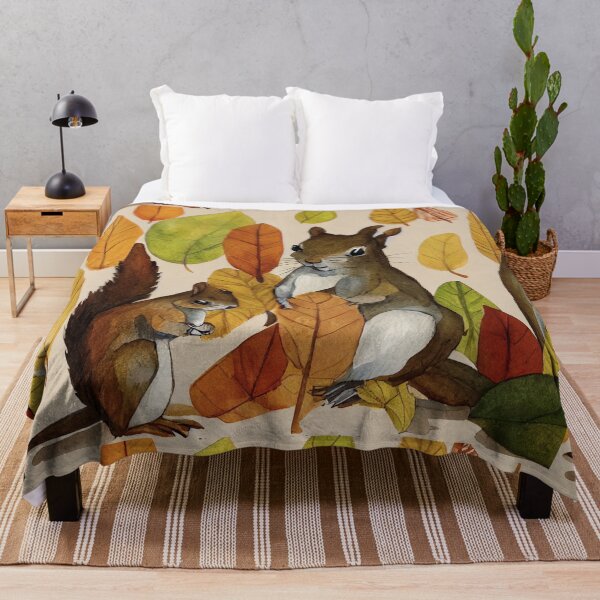 Item preview, Squirrel Mother and Son with Autumn Leaves designed and sold by recollectionsv.
