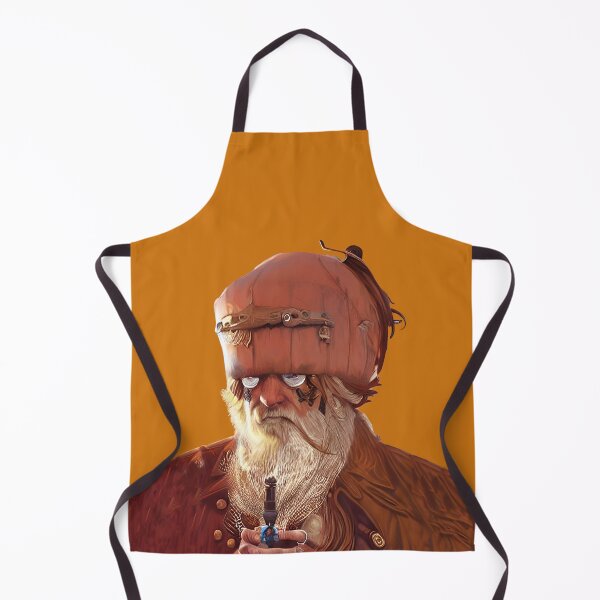 Item preview, Steampunk style pirate with strange pumpkin headgear. Yellow background. designed and sold by janesg.