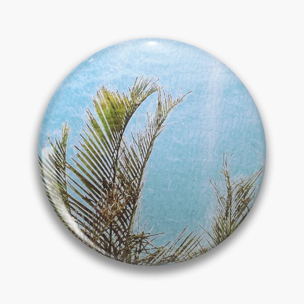 Item preview, Tropical Palms with Ocean Textured Look Light Blue Background Tropicalcore designed and sold by Beachy.