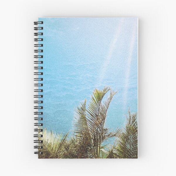 Item preview, Tropical Palms with Ocean Textured Look Light Blue Background Tropicalcore designed and sold by Beachy.