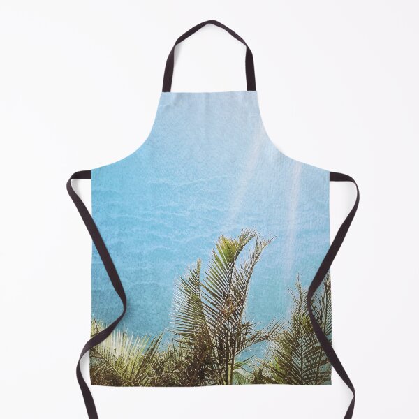 Item preview, Tropical Palms with Ocean Textured Look Light Blue Background Tropicalcore designed and sold by Beachy.