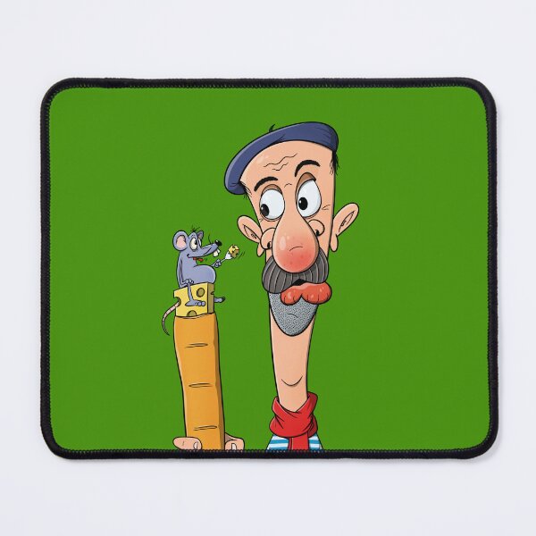 Item preview, Frenchman with mouse, baguette and cheese - caricature designed and sold by cartoonalarm.