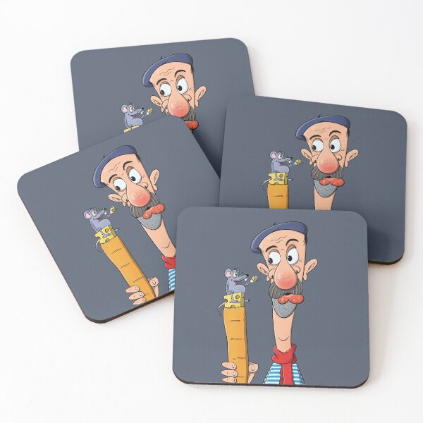 Item preview, Frenchman with mouse, baguette and cheese - caricature designed and sold by cartoonalarm.